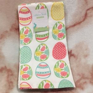 Easter Eggs Spring Kitchen Towel Set of Two NWT Cotton 26”x 17”
